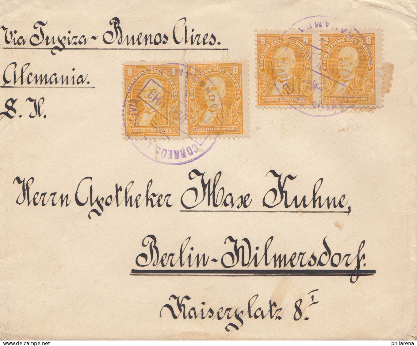 Bolivia/Bolivien: 1913 Cover Cochabamba Via Buenos Aires To Berlin/Germany - Bolivie