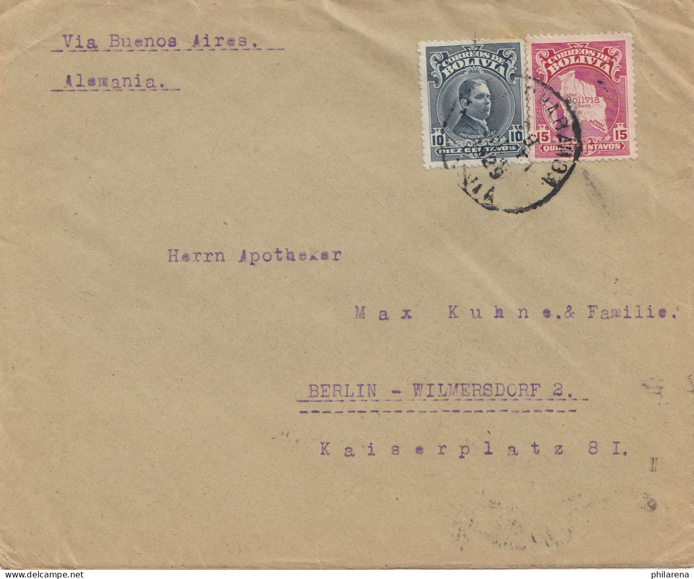 Bolivia/Bolivien: 1929 Cover Cochabamba Via Buenos Aires To Berlin - Bolivie