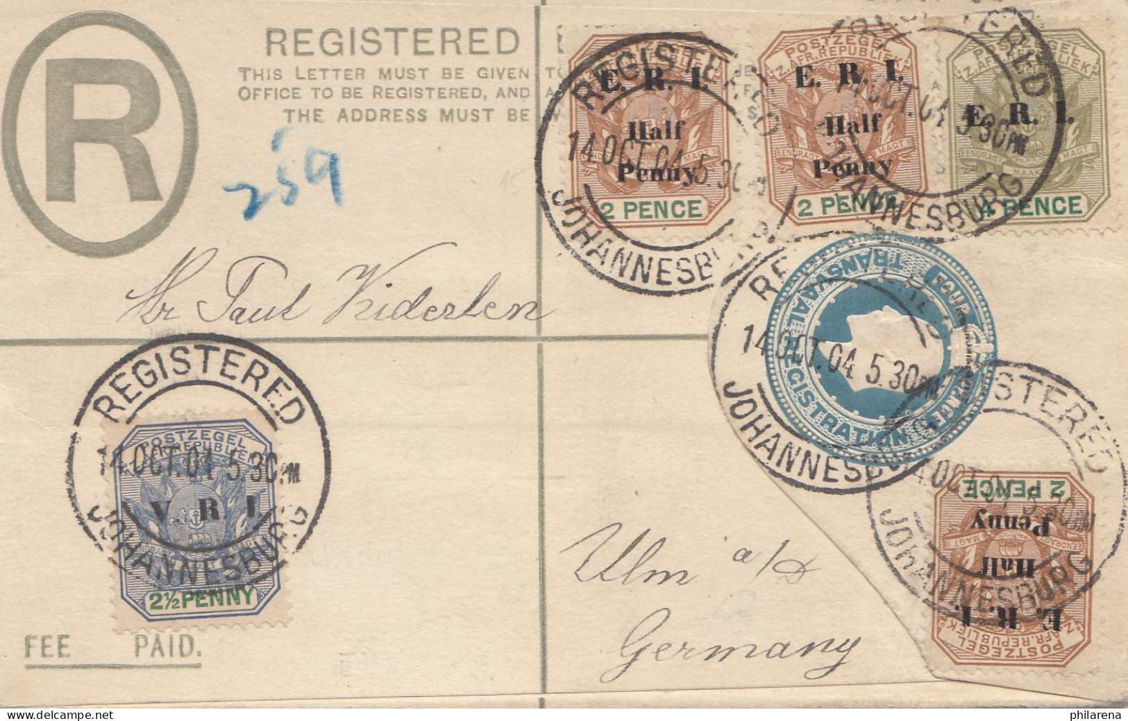 South Africa: 1904: Registered Cover To Ulm/Germany - Autres & Non Classés