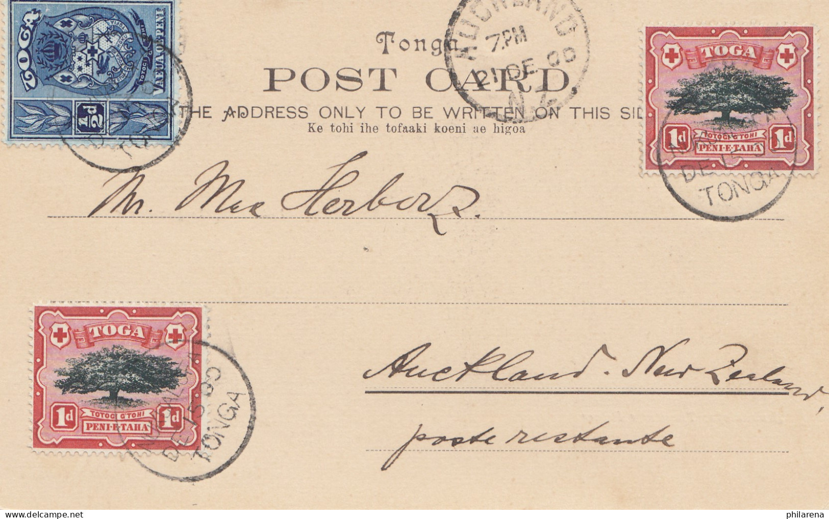 Toga: Post Card Nukualofa To Auckland - Tonga (1970-...)