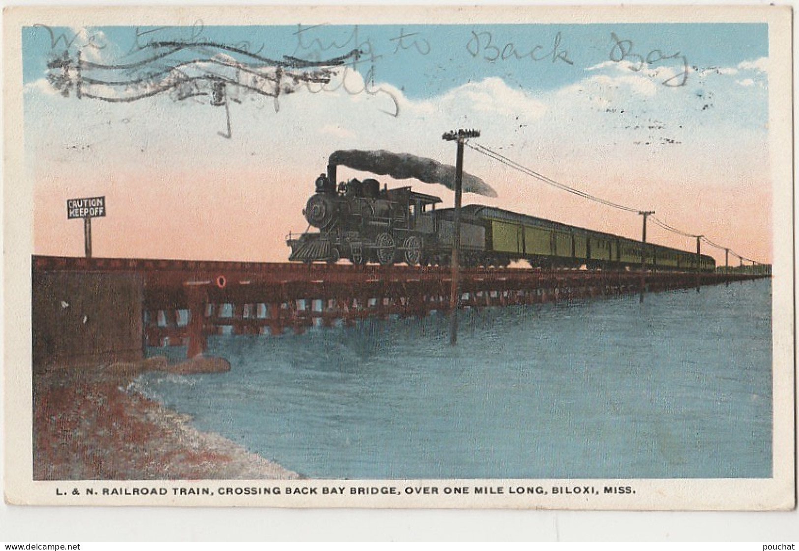 U.S.A. L & N. RAILROAD TRAIN , CROSSING BACK  BAY BRIDGE , OVER ONE MILE LONG , BILOXI - MISSISSIPPI - (2 SCANS) - Sonstige & Ohne Zuordnung
