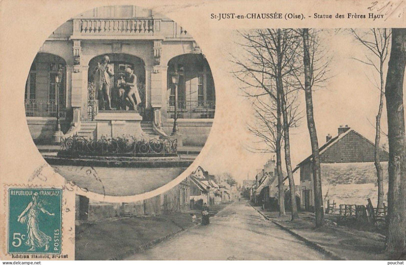 N20-60)  SAINT JUST EN CHAUSSEE (OISE) STATUE DES FRERES HAUT  ET AVENUE OU RUE ? - Saint Just En Chaussee