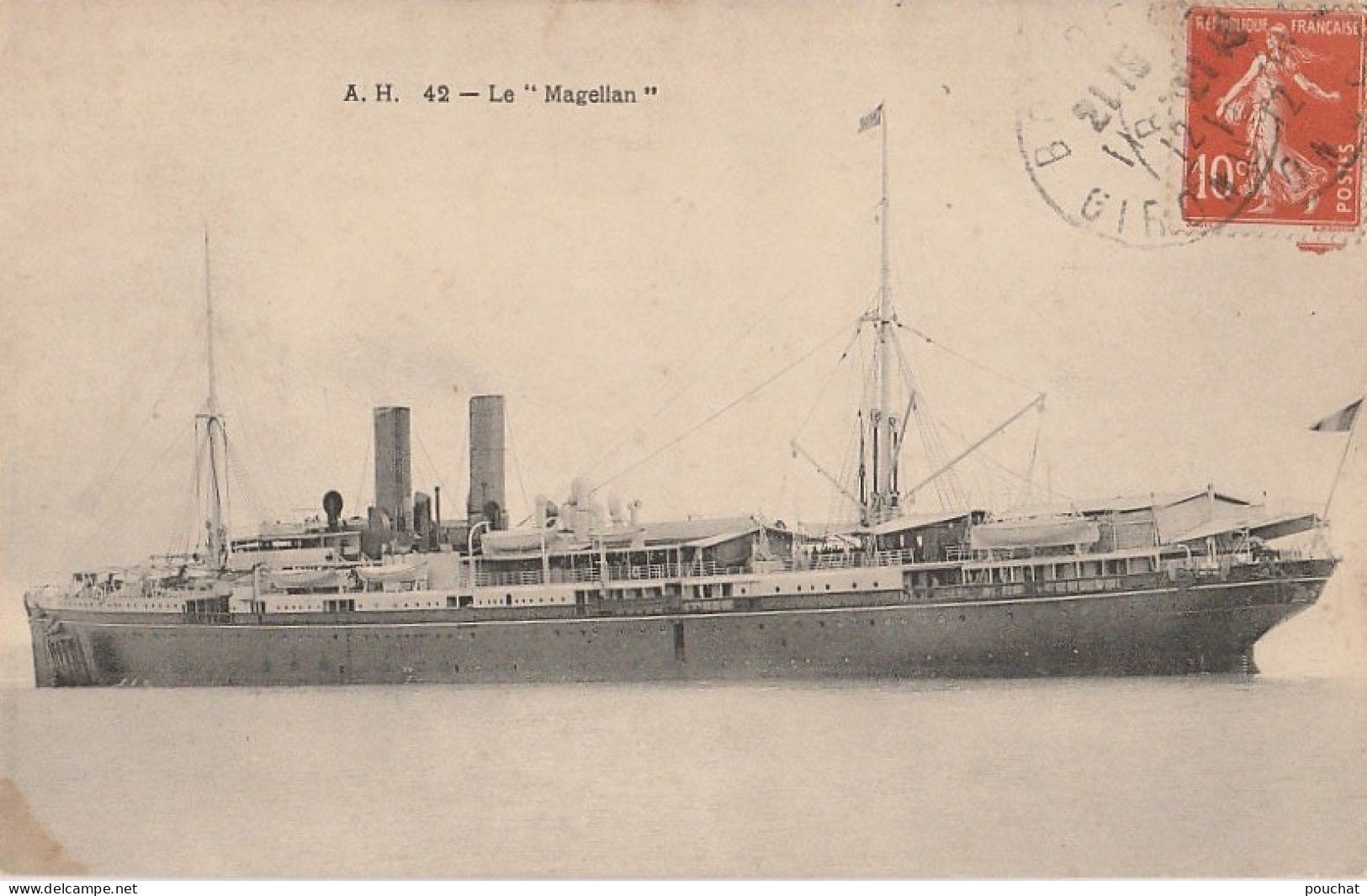 LE MAGELLAN - A NOTER L'OBLITERATION ET CORRESPONDANCE  DE BORDEAUX  1912 - 2 SCANS - Cargos