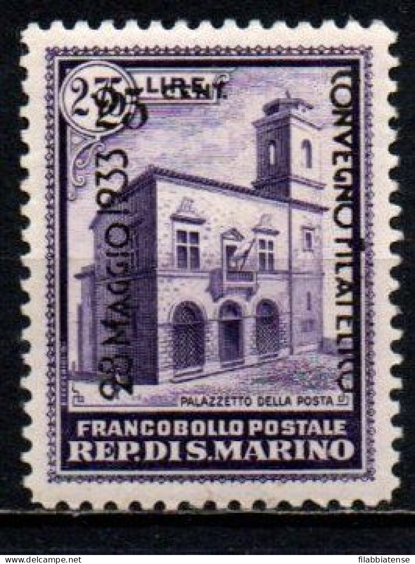 1933 - San Marino 176 Convegno Filatelico  ++++++ - Ongebruikt
