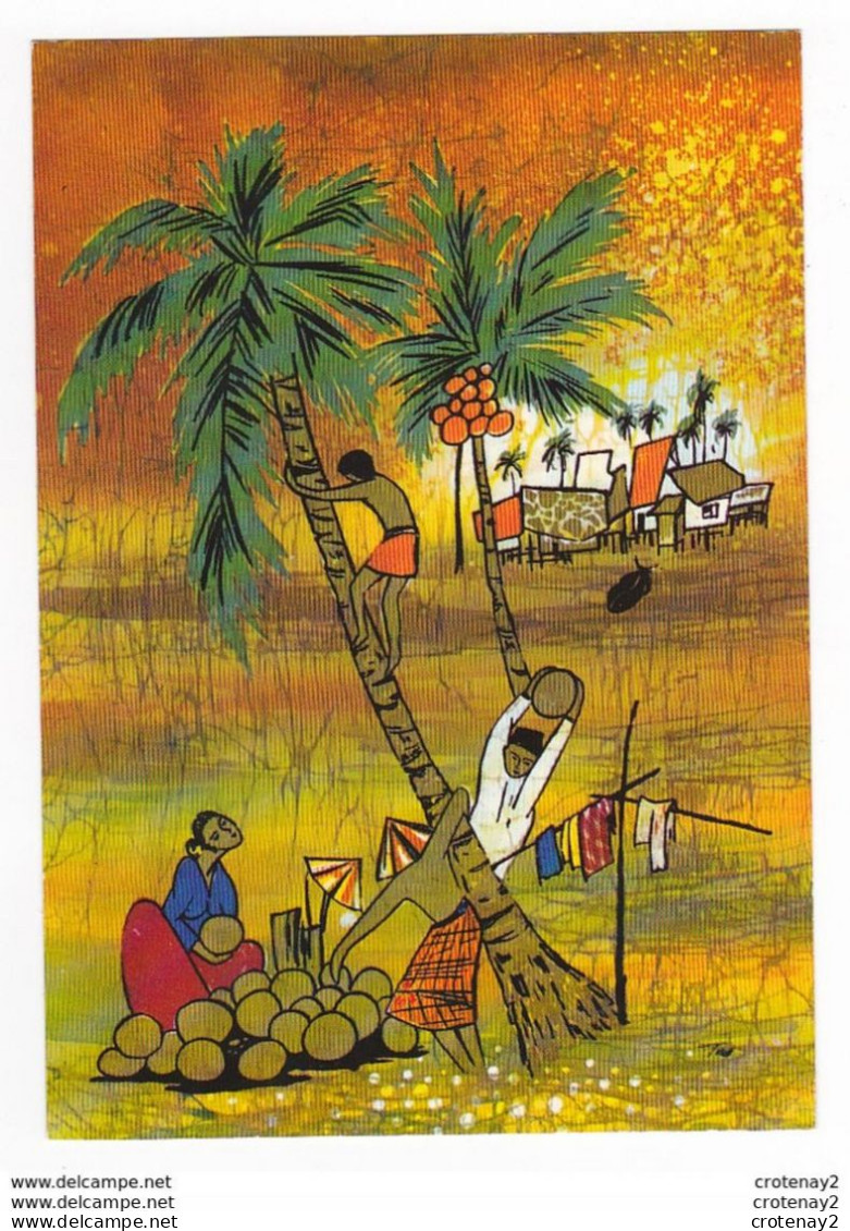 MALAYSIA Malaisie En 1984 Plucking Coconuts Batik Painting Illustrateur ? - Malesia