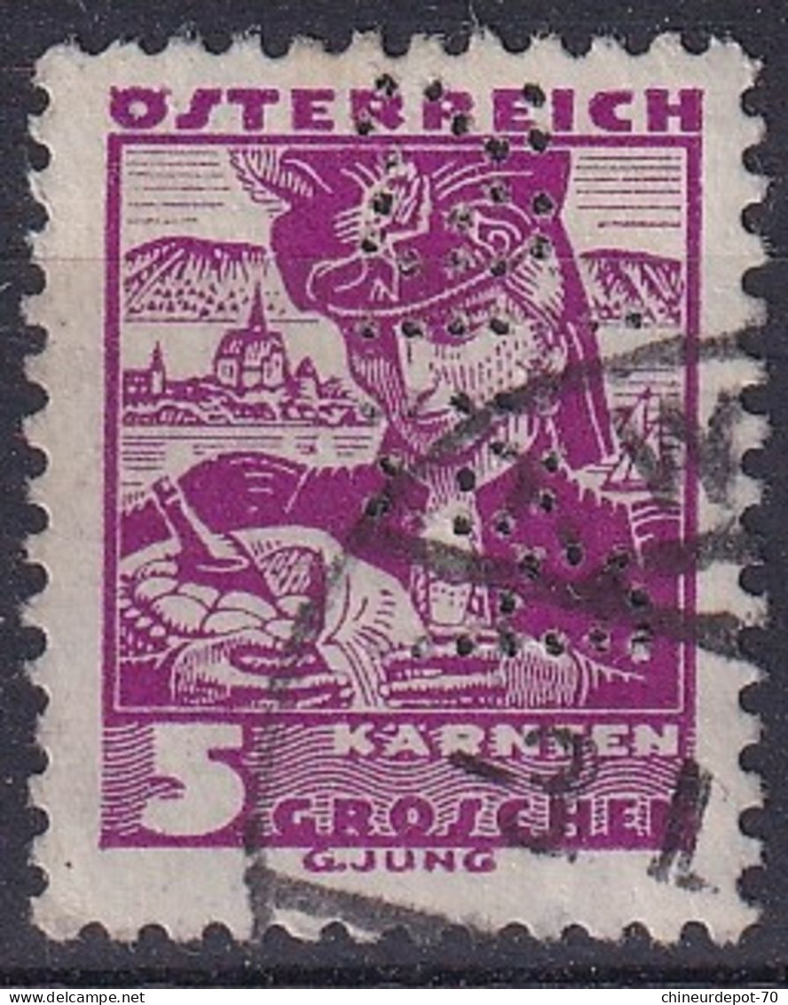 Austria Autriche Osterreich 1934 Perfores PERLES 5 KARNTEN G.JUNG - Used Stamps