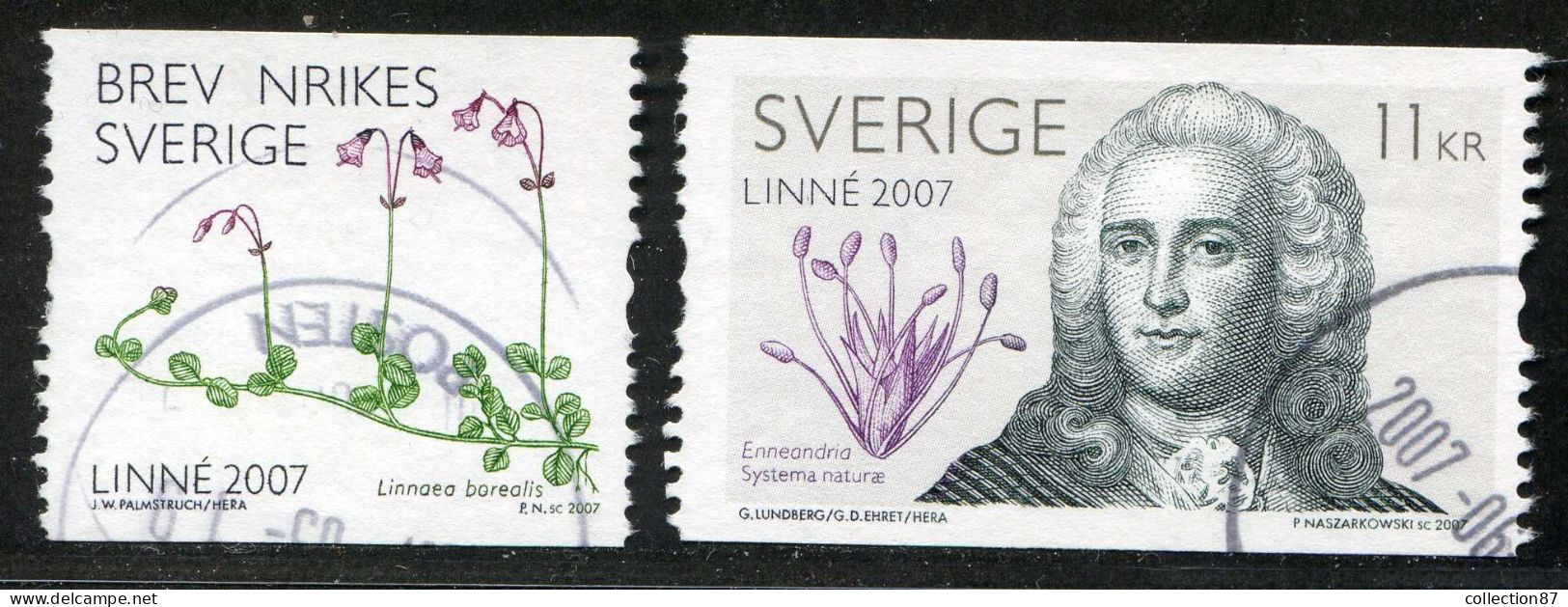 Réf 77 < SUEDE Année 2007 < Yvert N° 2547 à 2548 Ø Used < SWEDEN < Botaniste Carl Van Linné & Plante Linnée - Botanique - Usati