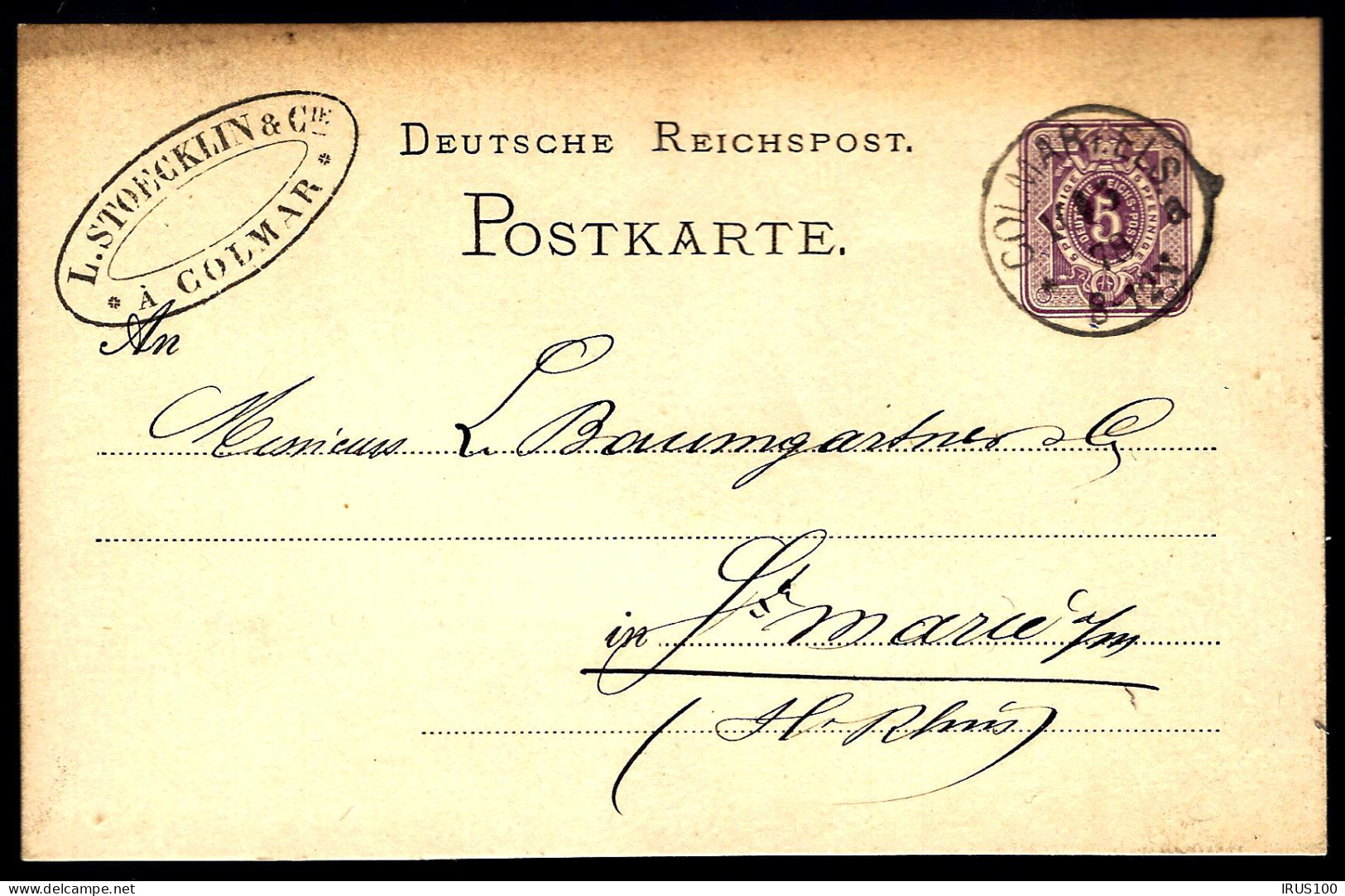 1878 - COLMAR - ENTIER POSTAL - GANZSACHE - POSTAL STATIONARY -  - Andere & Zonder Classificatie