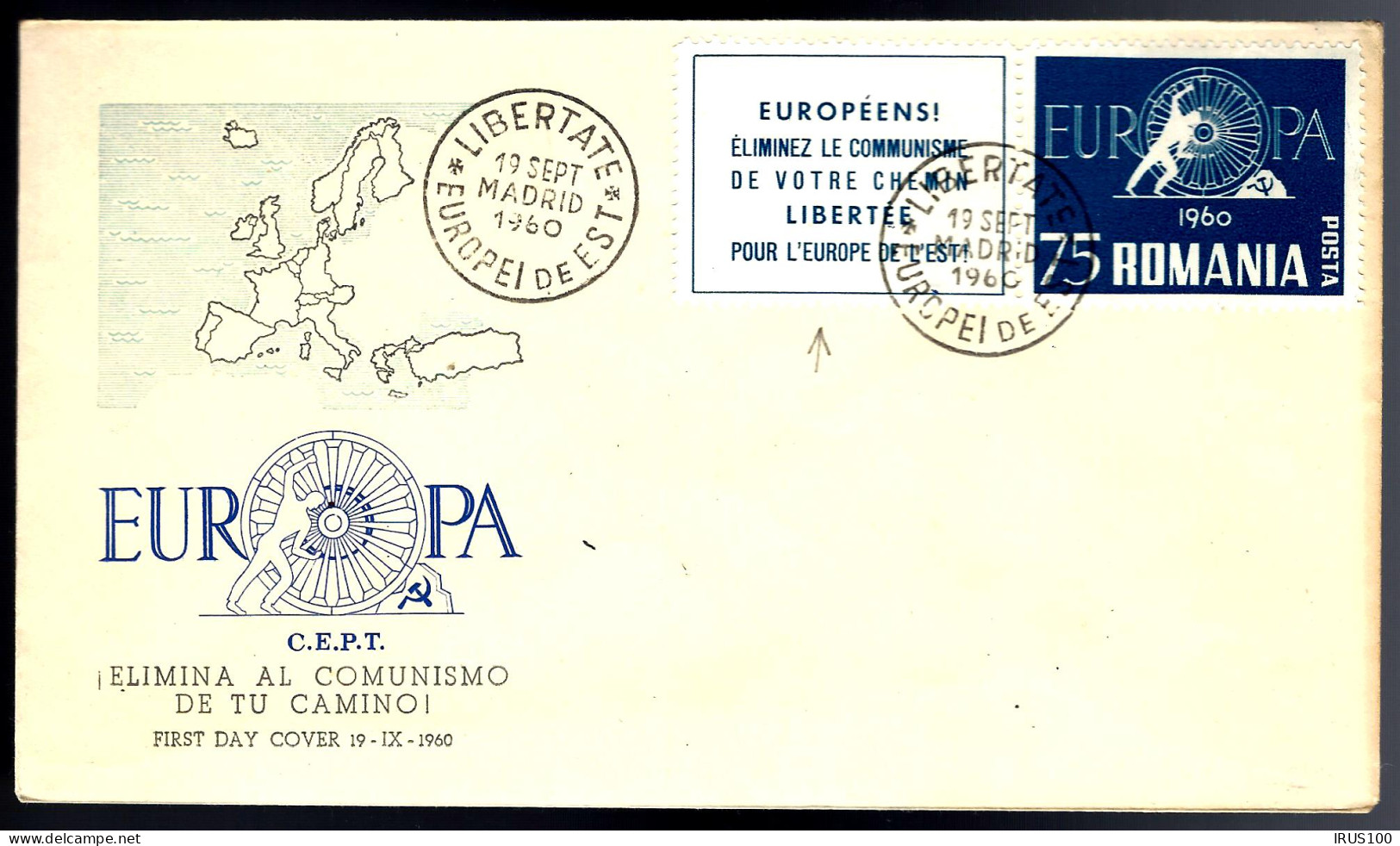 1960 - ROMANIA - LIBERTÉ EUROPE DE L'EST - EUROPEOS - EUROPA (2 ENVELOPPES) - Covers & Documents