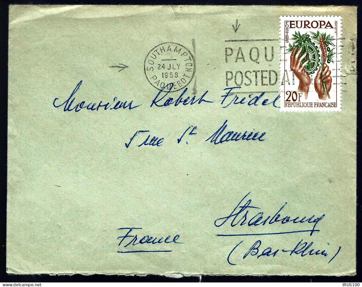 1958 - SOUTHAMPTON / PAQUEBOT - POSTED AT SEA - TIMBRE EUROPA  - Storia Postale