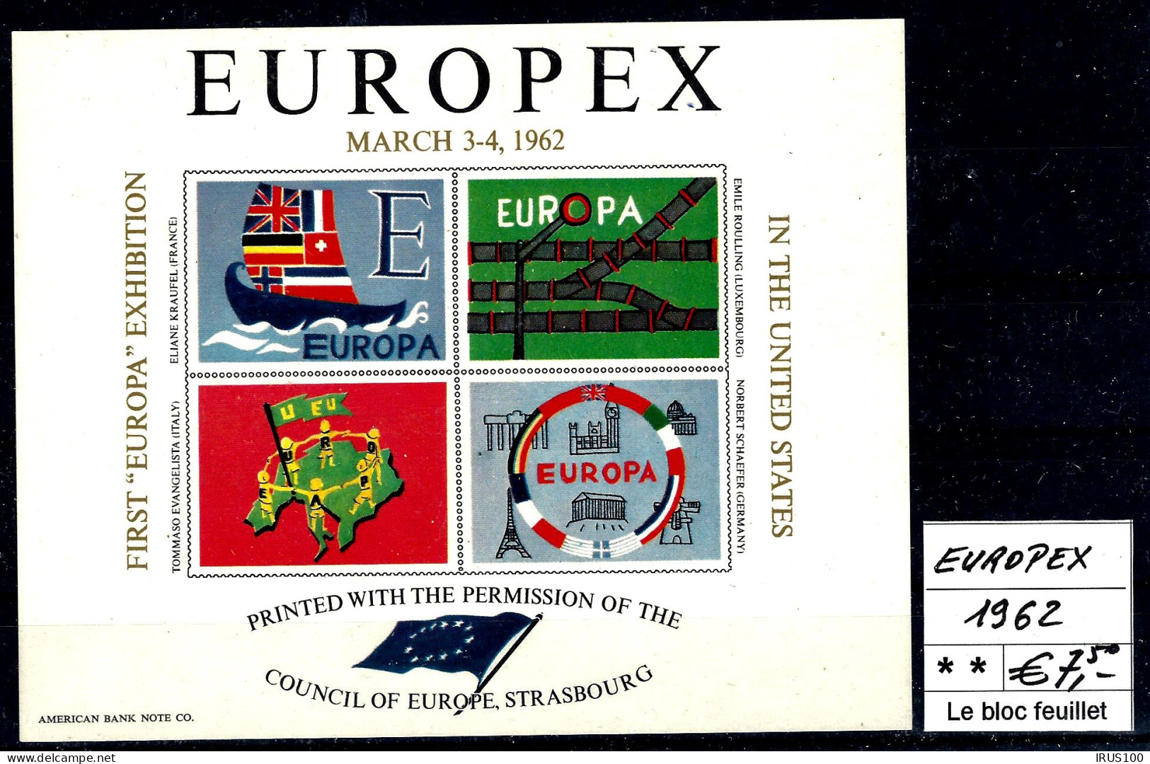 EUROPEX - 3/4 MARS 1962 - MNH ** - Cinderellas