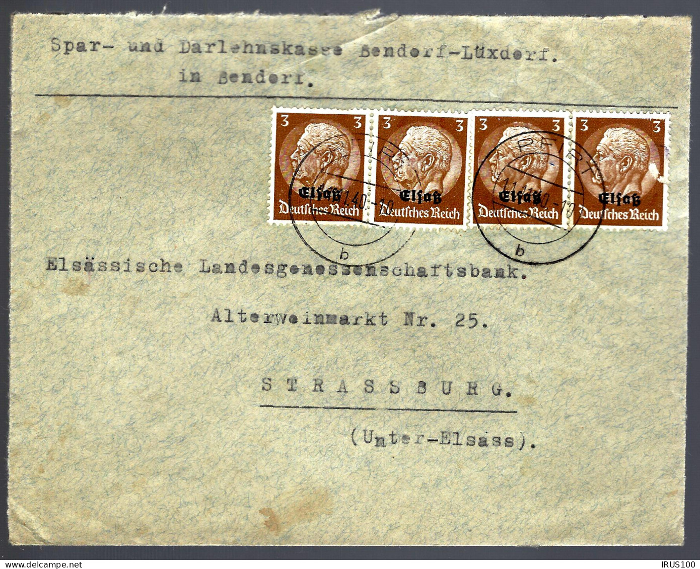 4 X 3 Pf HINDENBURG - 1940 - PFIRT  - Other & Unclassified