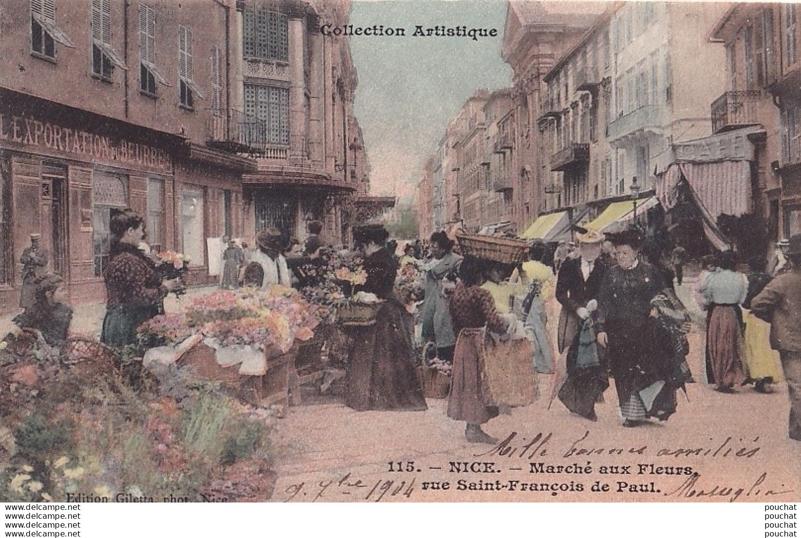 O8-06) NICE - MARCHE AUX FLEURS RUE SAINT FRANCOIS DE PAUL - ( ANIMATION - 1904 - 2 SCANS ) - Markten, Feesten