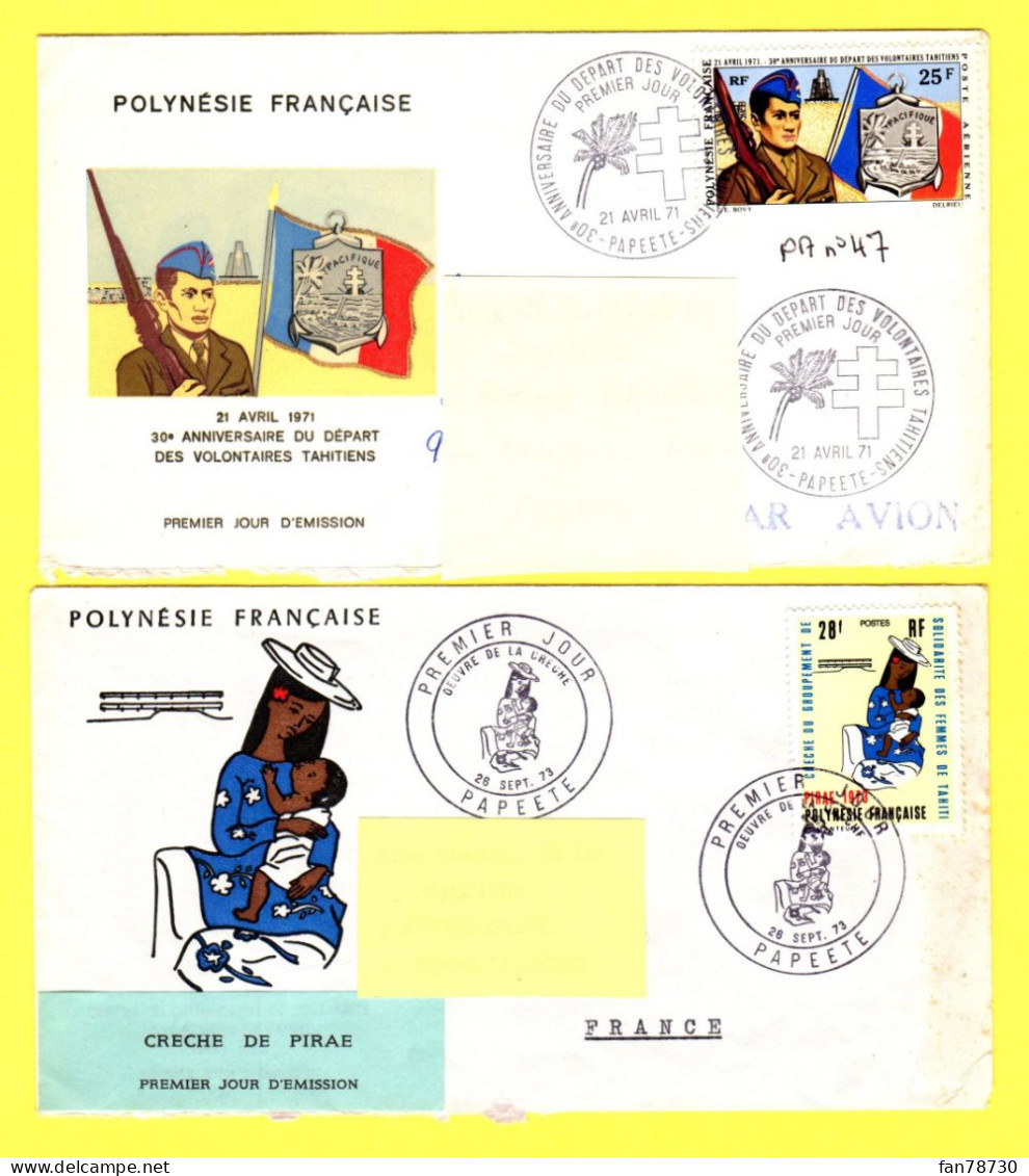 Polynésie Faise -  Enveloppes 1er Jour D'émission X 2 - Storia Postale