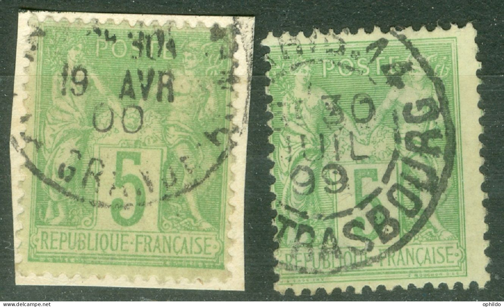 France  102  Et 106  Ob  TB   - 1898-1900 Sage (Type III)