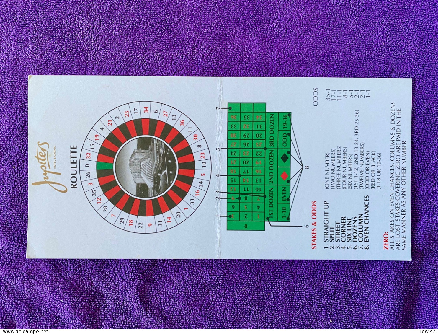 Carte Descriptive ROULETTE - CASINO - Australia - Tarjetas De Casino