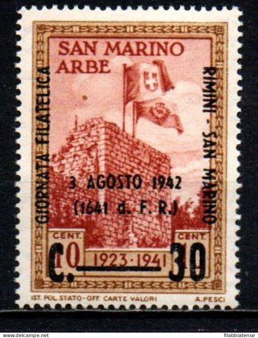 1942 - San Marino 225 Giornata Filatelica  ++++++ - Nuevos