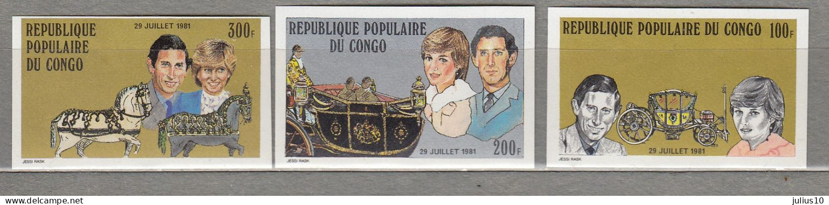 CONGO R.D. Imperforated 1981 Diana Wedding Mi 832-834 MNH (**) #33933 - Mint/hinged