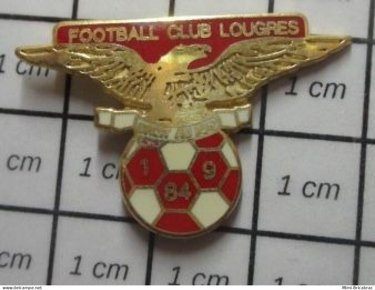 2222 Pin's Pins / Beau Et Rare : SPORTS / CLUB FOOTBALL CLUB LOUGRES AIGLE METAL JAUNE - Football