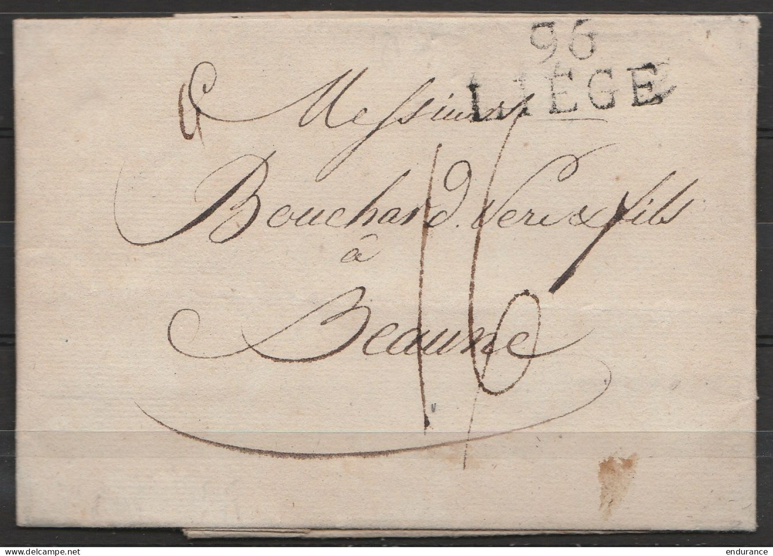 L. Datée 27 Septembre 1812 De LIEGE Pour BEAUNE - Griffe "96/LIEGE" - Port "16" - 1794-1814 (Französische Besatzung)