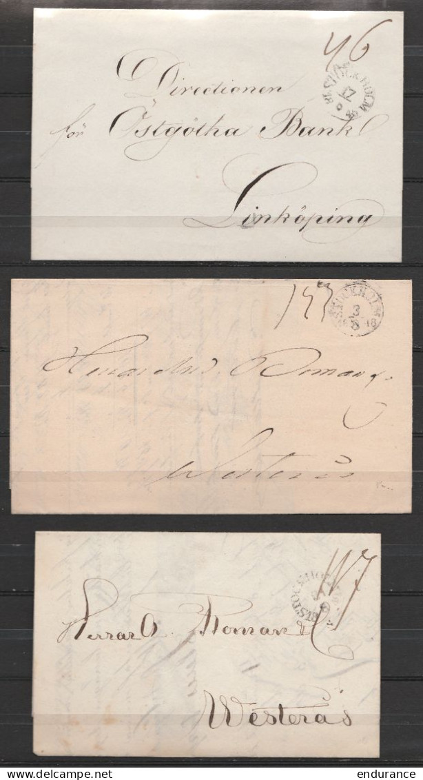 Suède - Lot De 3 L. De STOCKHOLM 1842, 1848 Et 1846 Pour WESTERAS Et LINKOPING - ... - 1855 Vorphilatelie