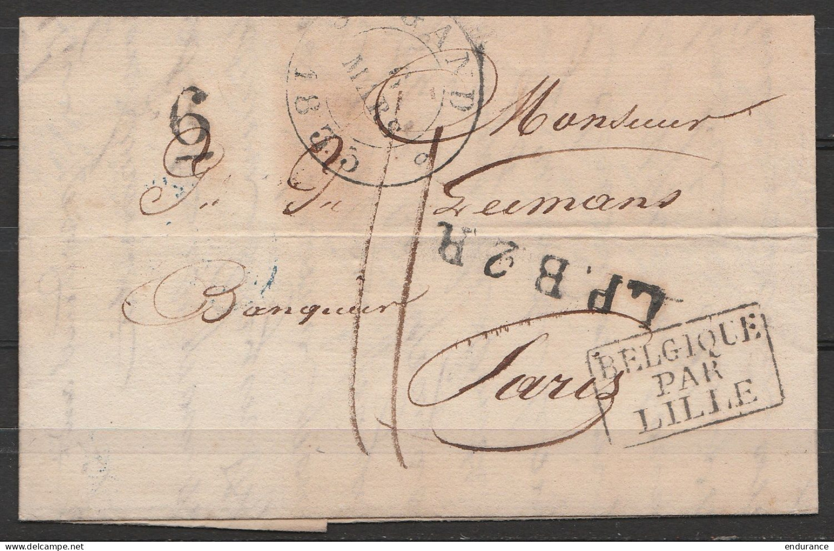 L. Datée 6 Mars 1835 De GENT Pour Banquier à PARIS - Càd GAND/6 MARS 1835 - "LP.B.2.R" - [BELGIQUE/PAR/LILLE] - 1830-1849 (Belgique Indépendante)
