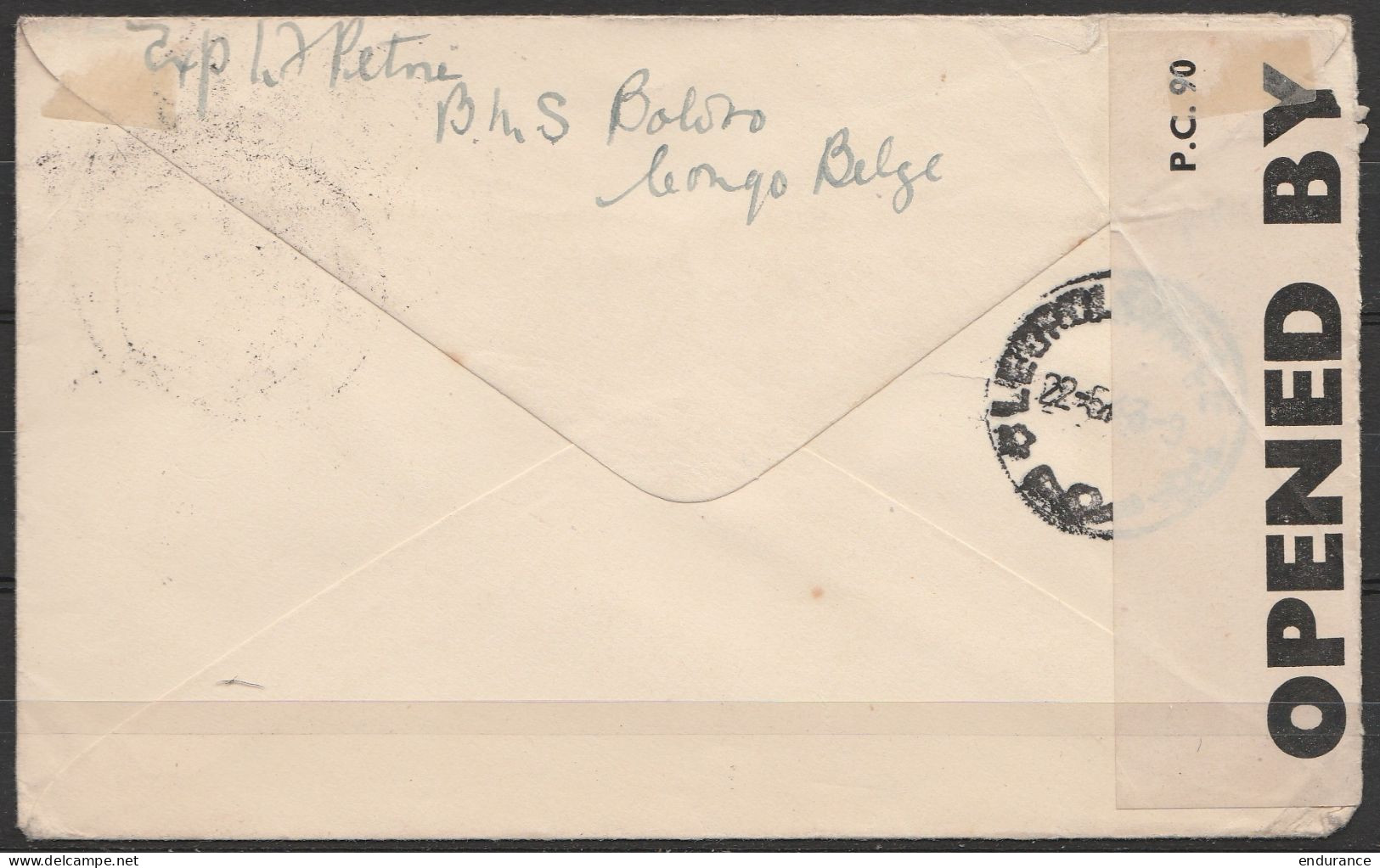 Congo Belge - L. Affr. 3f50 Càd BOLOBO /17-5-1943 Pour ABERDEEN (Ecosse) - Bande Censure UK - Briefe U. Dokumente