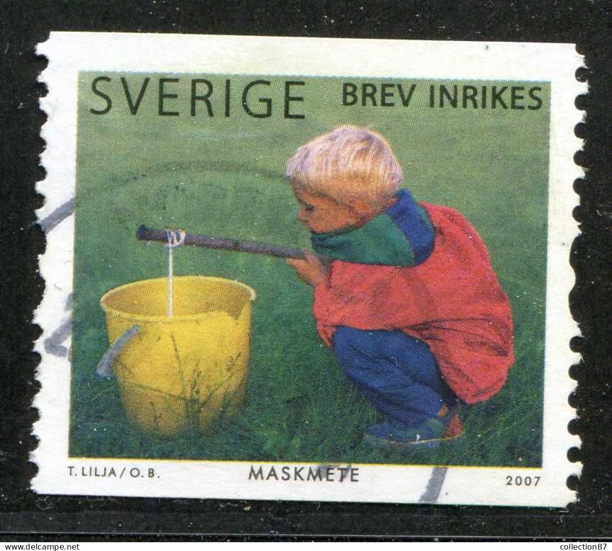 Réf 77 < SUEDE Année 2007 < Yvert N° 2565 Ø Used < SWEDEN < Enfant à La Peche - Usati