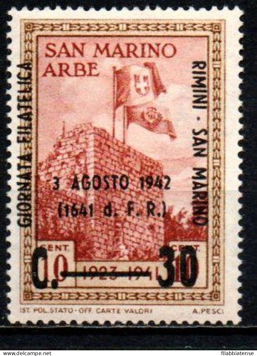 1942 - San Marino 225 Giornata Filatelica  ++++++ - Unused Stamps