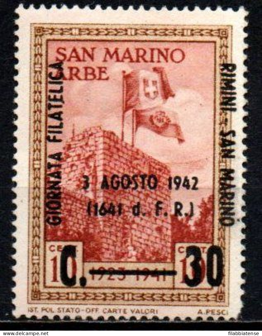 1942 - San Marino 225 Giornata Filatelica  ++++++ - Ongebruikt