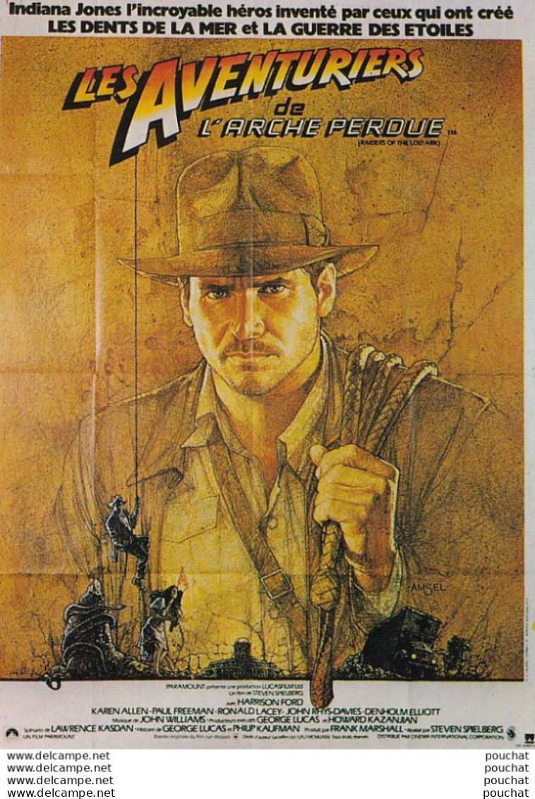 J22- AFFICHE CINEMA - LES AVENTURIERS DE L ' ARCHE PERDUE - HARRISON FORD - 2 SCANS  - Affiches Sur Carte