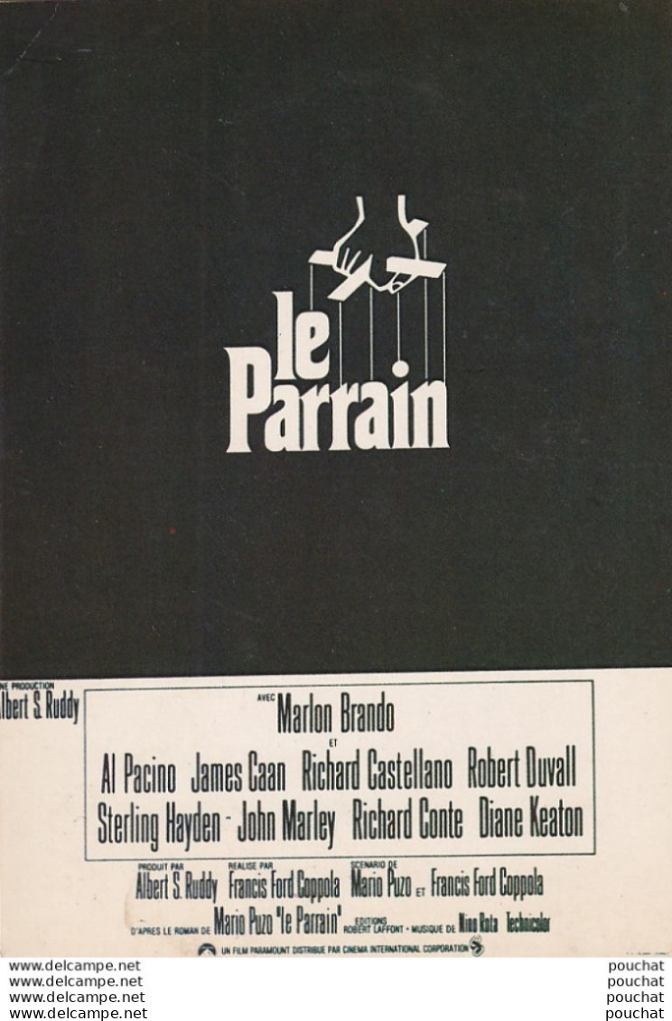 J22- AFFICHE CINEMA - LE PARRAIN  - MARLON BRANDO -  F.COPPOLA  - 2 SCANS  - Affiches Sur Carte