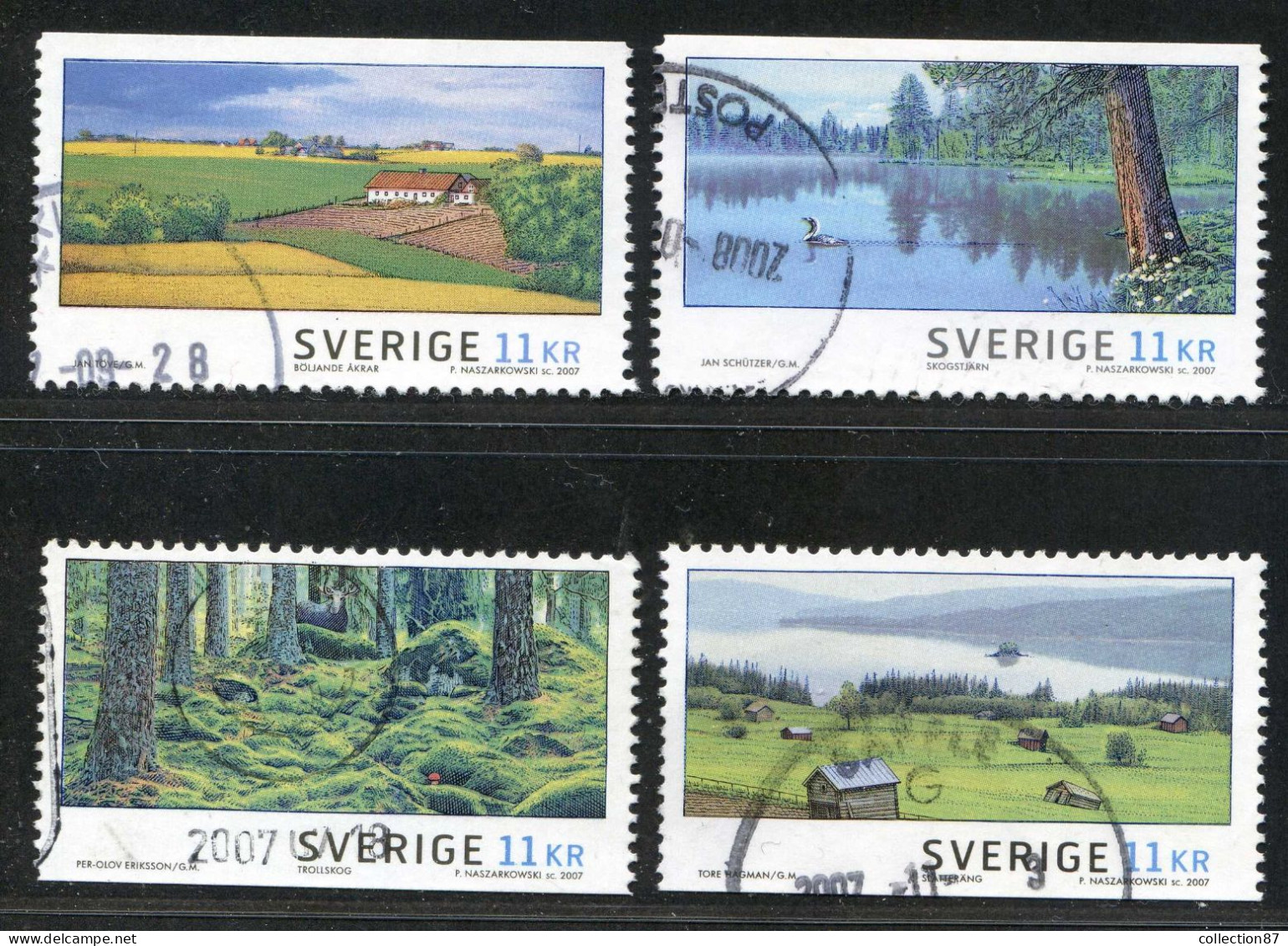 Réf 77 < SUEDE Année 2007 < Yvert N° 2571 à 2574 Ø Used < SWEDEN < Skane Muddus Sveafallen Jamtland - Used Stamps