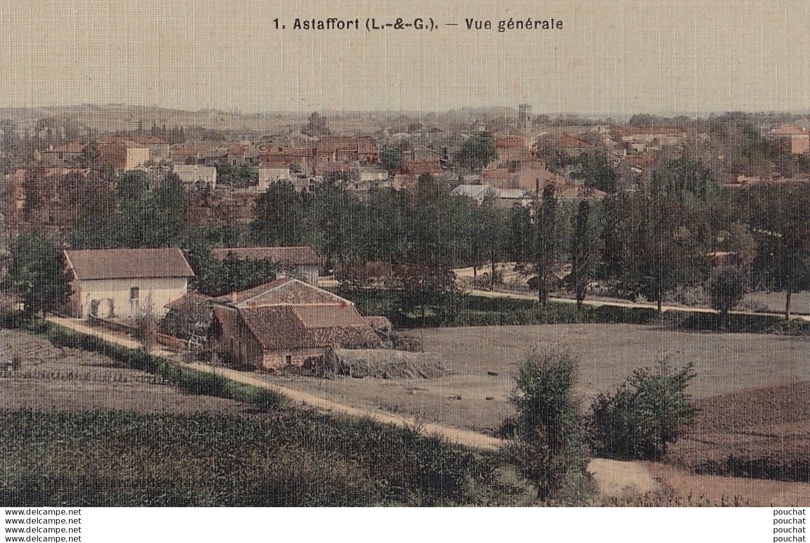 A2-47) ASTAFFORT - VUE GENERALE - ( CARTE TOILEE COULEURS - 2 SCANS ) - Astaffort