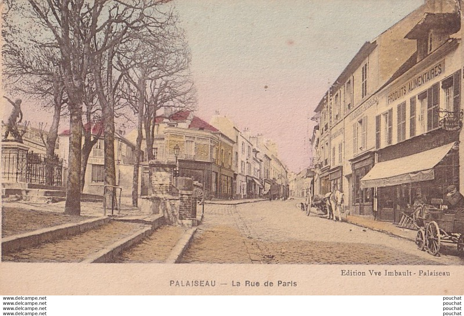 A8-91) PALAISEAU - LA RUE DE PARIS - ( ANIMEE - COLORISEE - 2 SCANS ) - Palaiseau