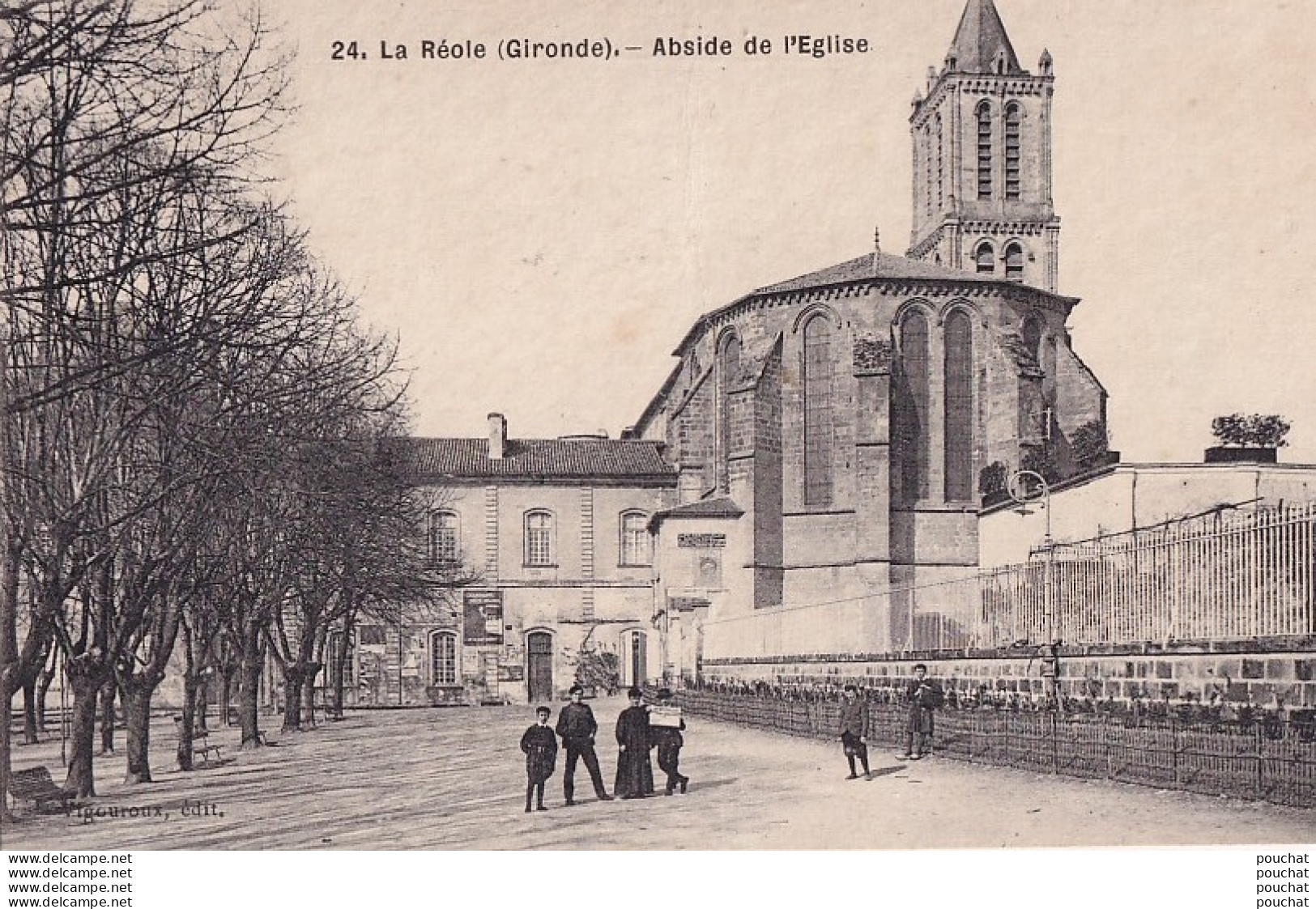 A18-33) LA REOLE (GIRONDE) ABSIDE DE L' EGLISE  -  ( ANIMEE - HABITANTS  - 2 SCANS ) - La Réole