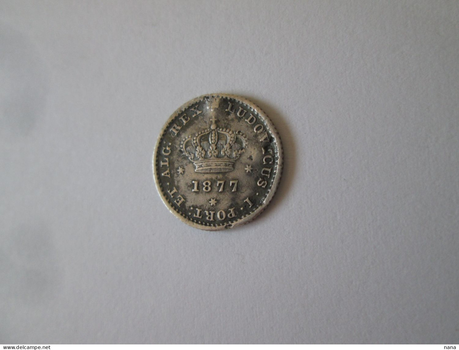 Portugal 50 Reis 1877 Silver Coin - Portugal