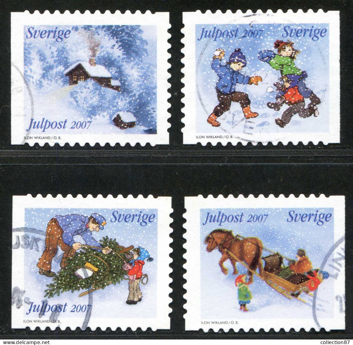 Réf 77 < SUEDE Année 2007 < Yvert N° 2592 à 2595 Ø Used < SWEDEN < Noel - Used Stamps