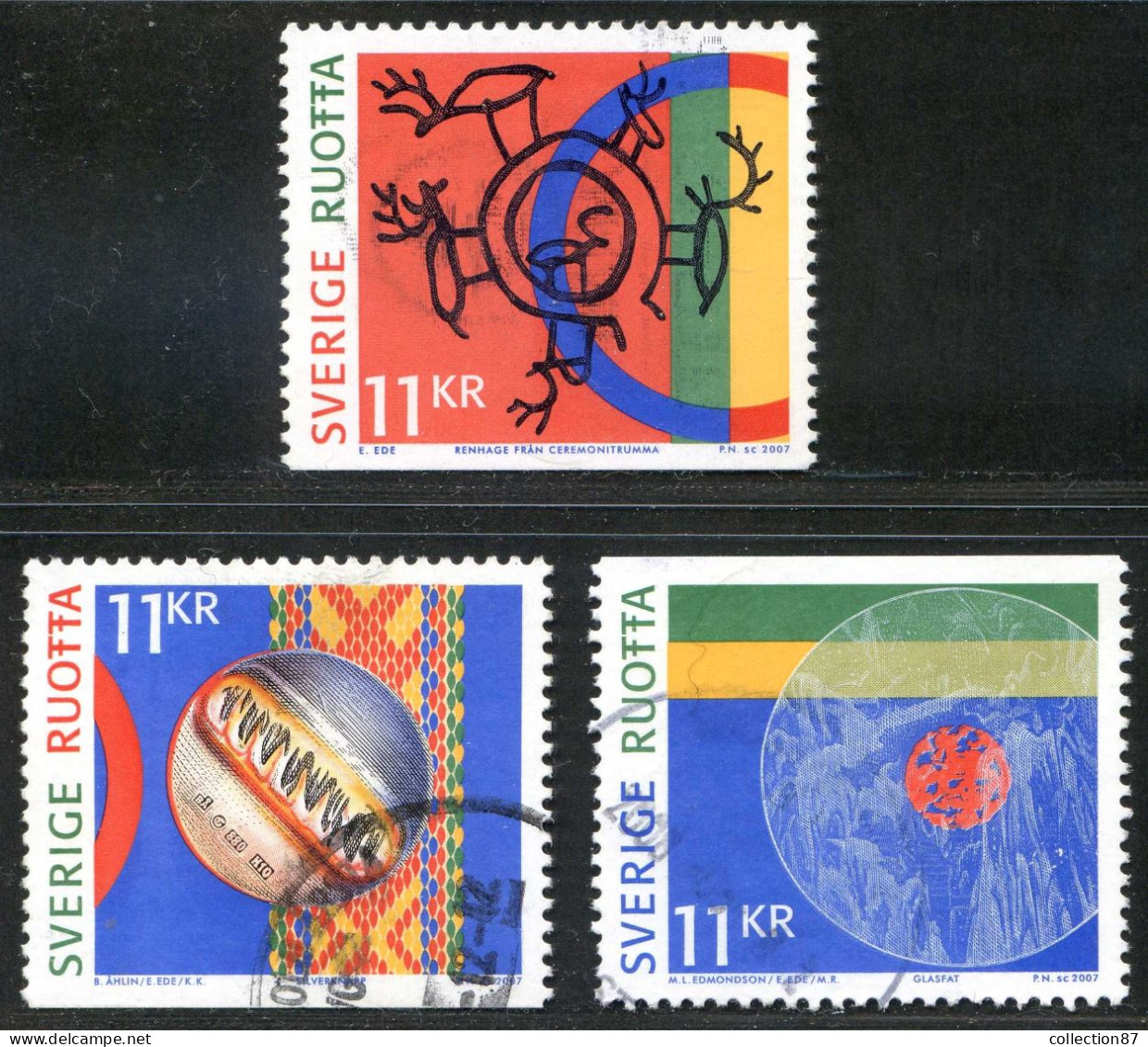 Réf 77 < SUEDE Année 2007 < Yvert N° 2597 à 2599 Ø Used < SWEDEN < Culture Des Samis En Laponie - Used Stamps