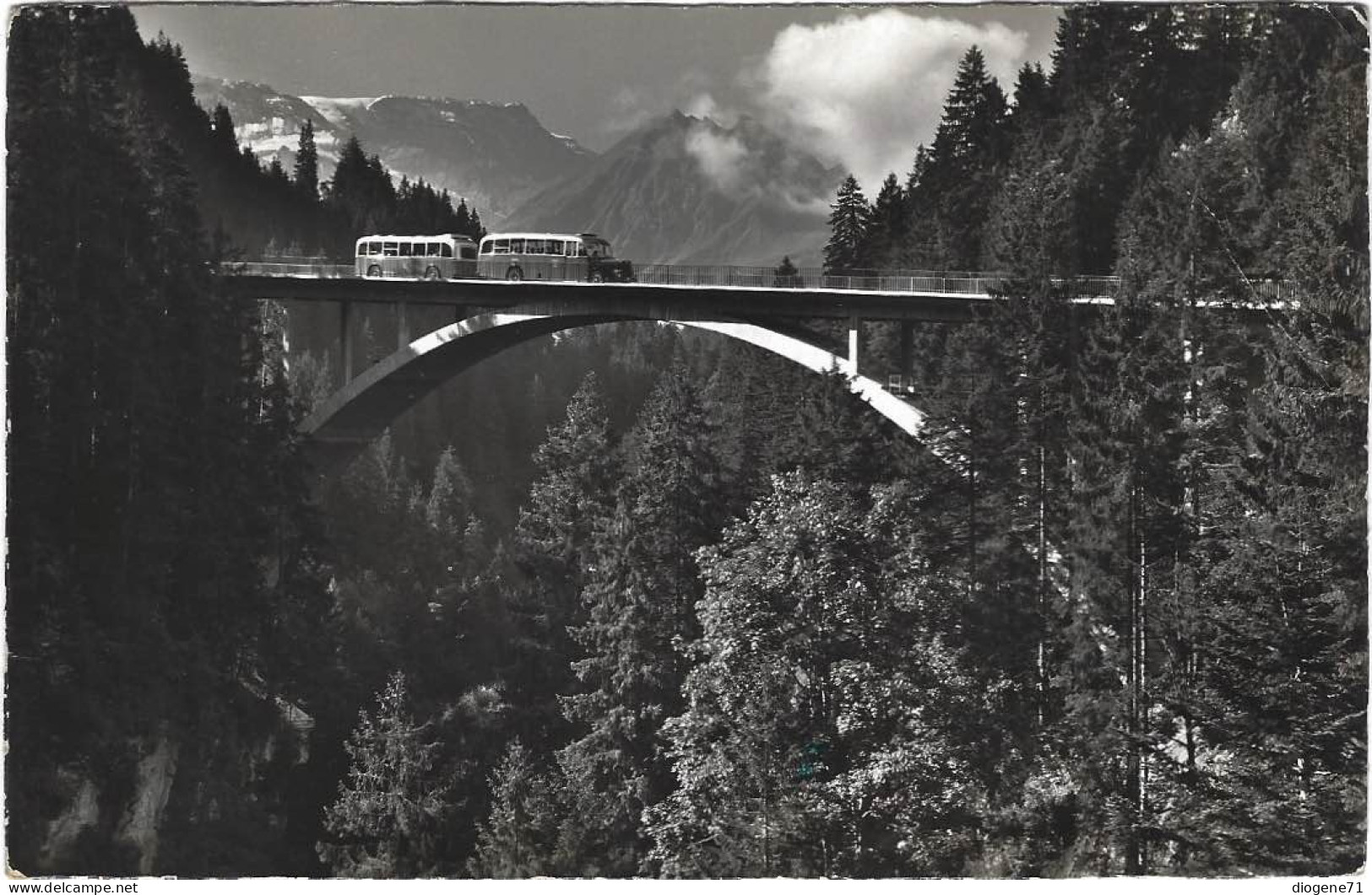 Strasse Frutigen-Adelboden Neue Hohstegbrücke Mit Postauto 1956 - Frutigen