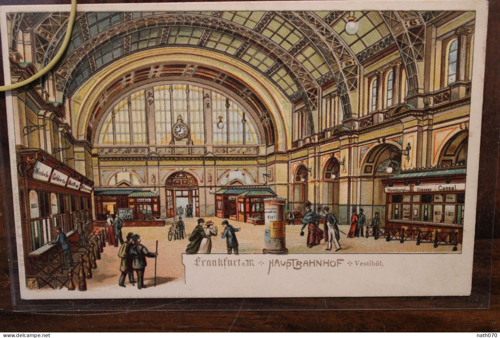 AK 1900's Cpa Gruss Aus Gruß Aus FRANKFURT A.Main HAUPTBAHNHOF Vestibül Litho Gare Train Station - Frankfurt A. Main
