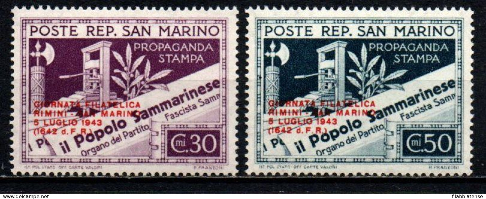 1943 - San Marino 238/39 Giornata Filatelica  ++++++ - Unused Stamps