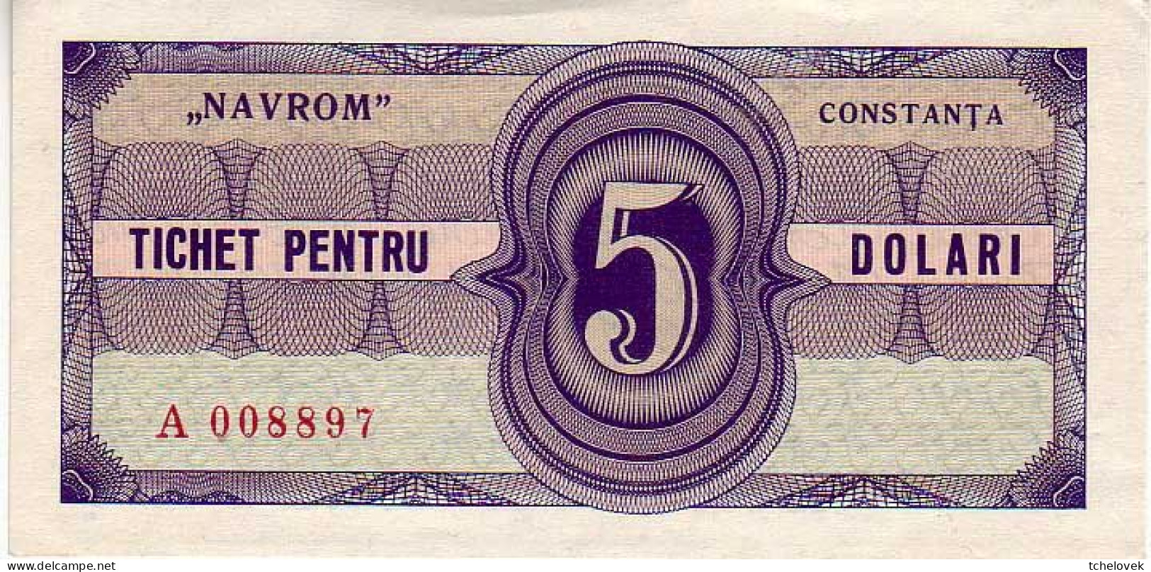 (Billets). Roumanie. Roumania. Foreing Exchange Certificate. Navrom Tichet Pentru Constanta 5 Dolari UNC. 5 Dollar - Roumanie