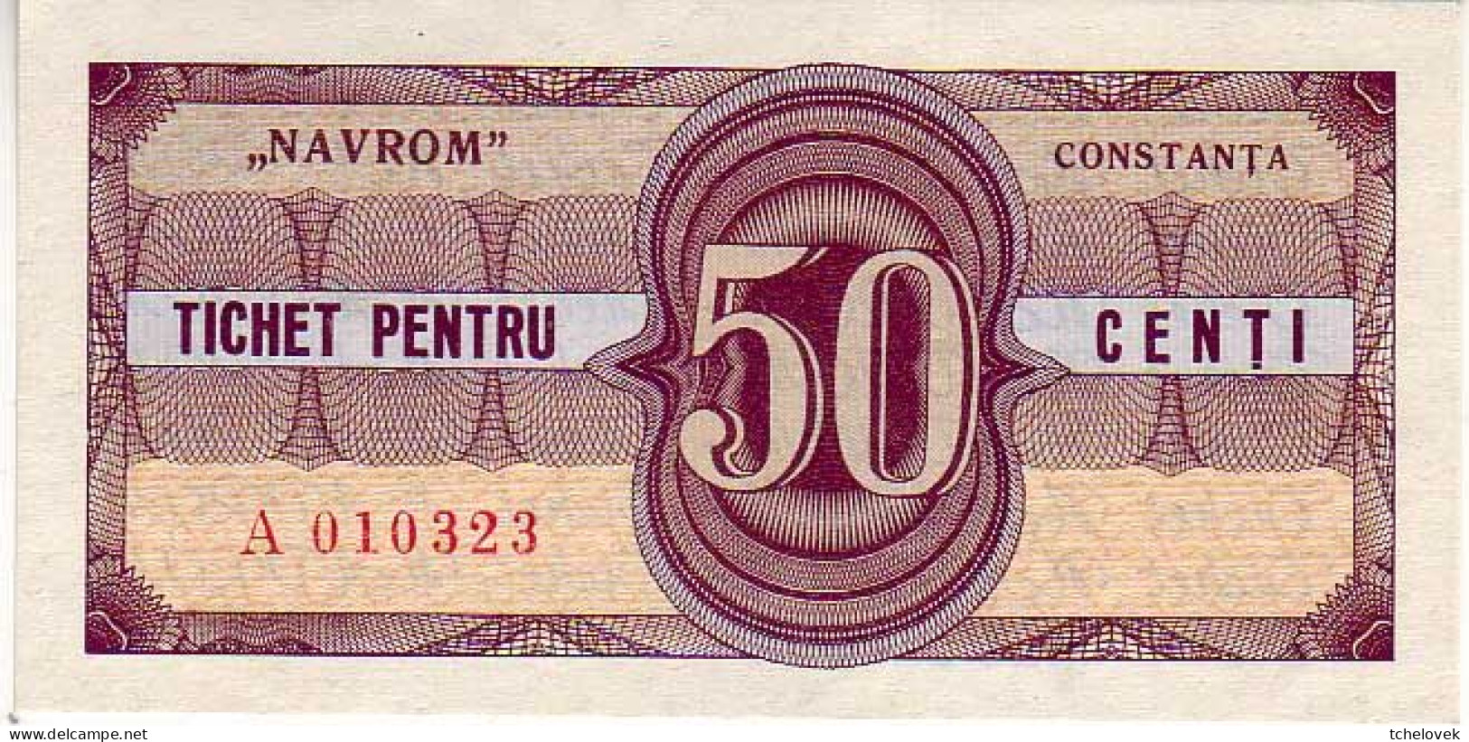 (Billets). Roumanie. Communist Roumania. Foreing Exchange Certificate. Rare. Navrom Tichet Pentru Constanta 50 C AUNC - Rumänien