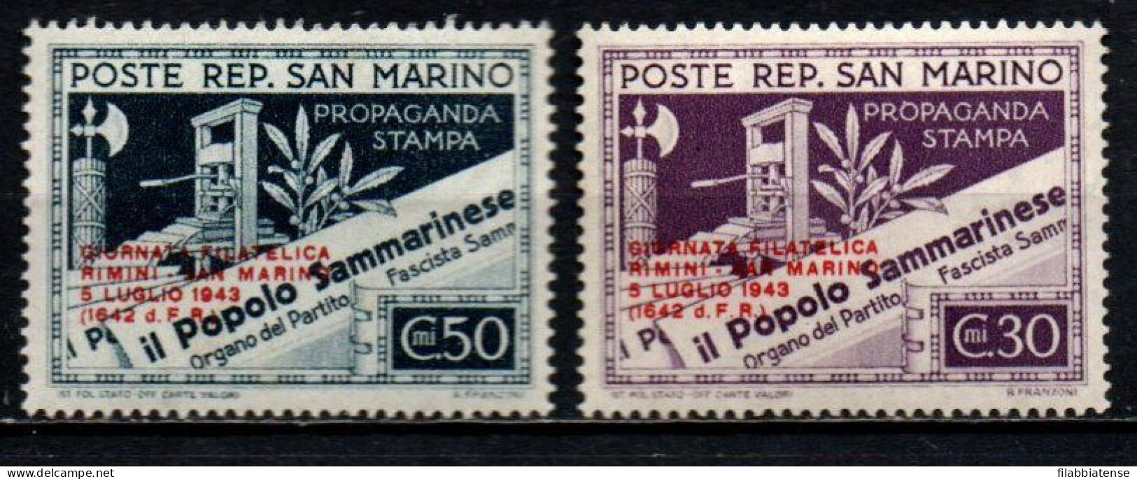 1943 - San Marino 238/39 Giornata Filatelica  ++++++ - Neufs