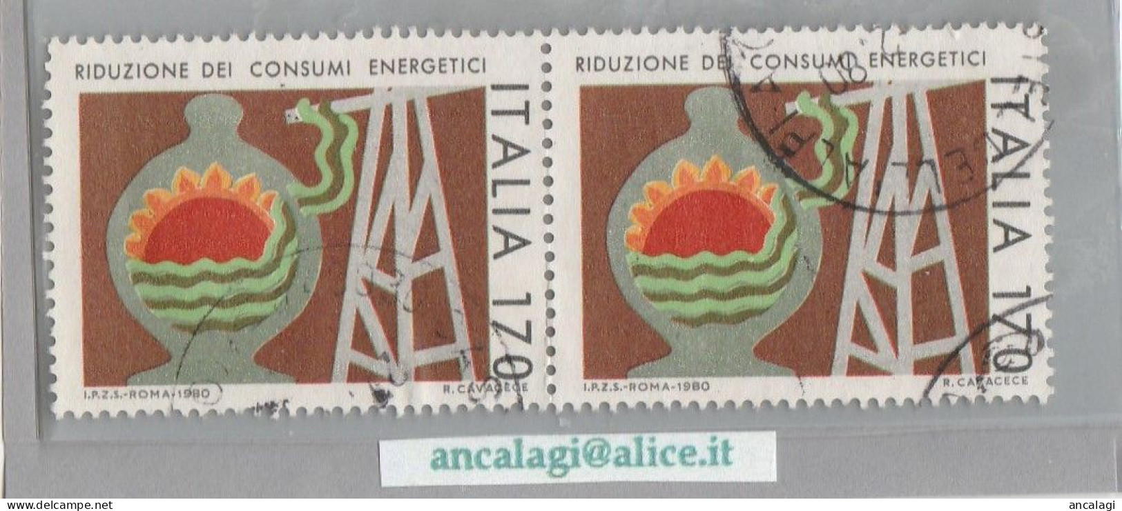 USATI ITALIA 1980 - Ref.0422B "CONSUMI ENERGETICI" 1 Val. Da L. 170 In Coppia - - 1971-80: Afgestempeld