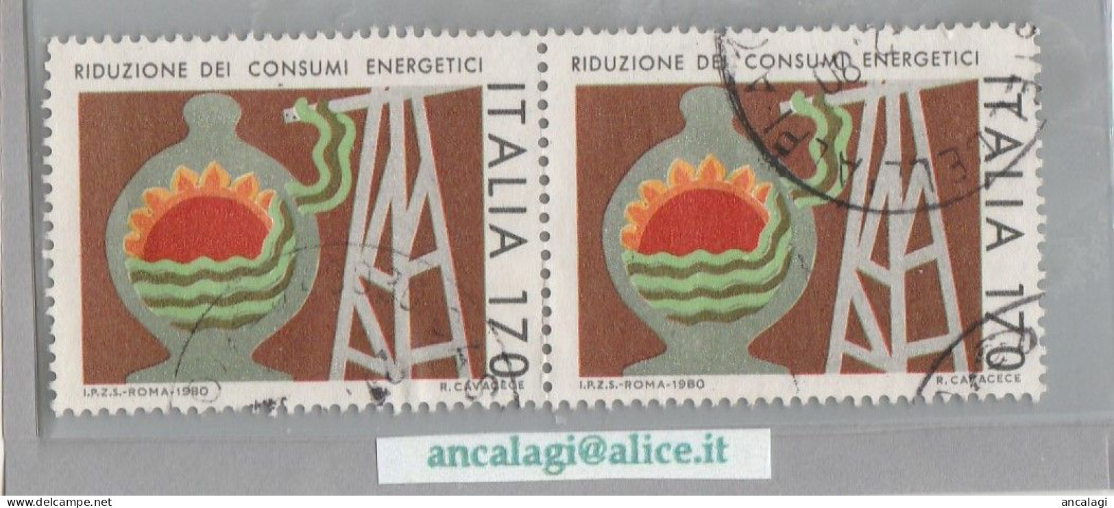 USATI ITALIA 1980 - Ref.0422B "CONSUMI ENERGETICI" 1 Val. Da L. 170 In Coppia - - 1971-80: Gebraucht