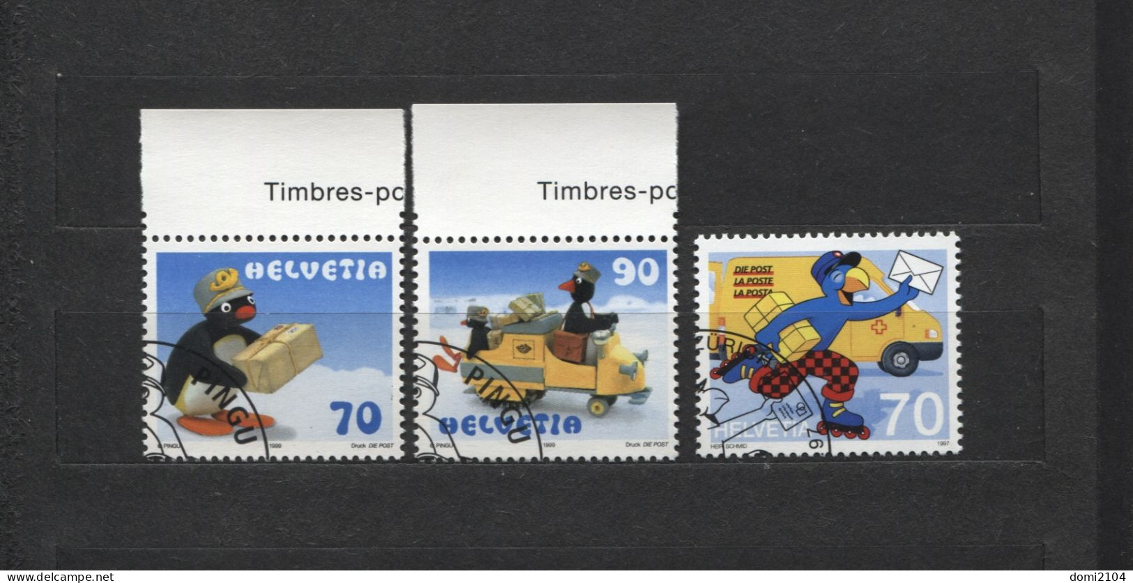 Schweiz # 1610, 1673-4 Ersttagsgestempelt Postmotive Globi, Pingu - Usados
