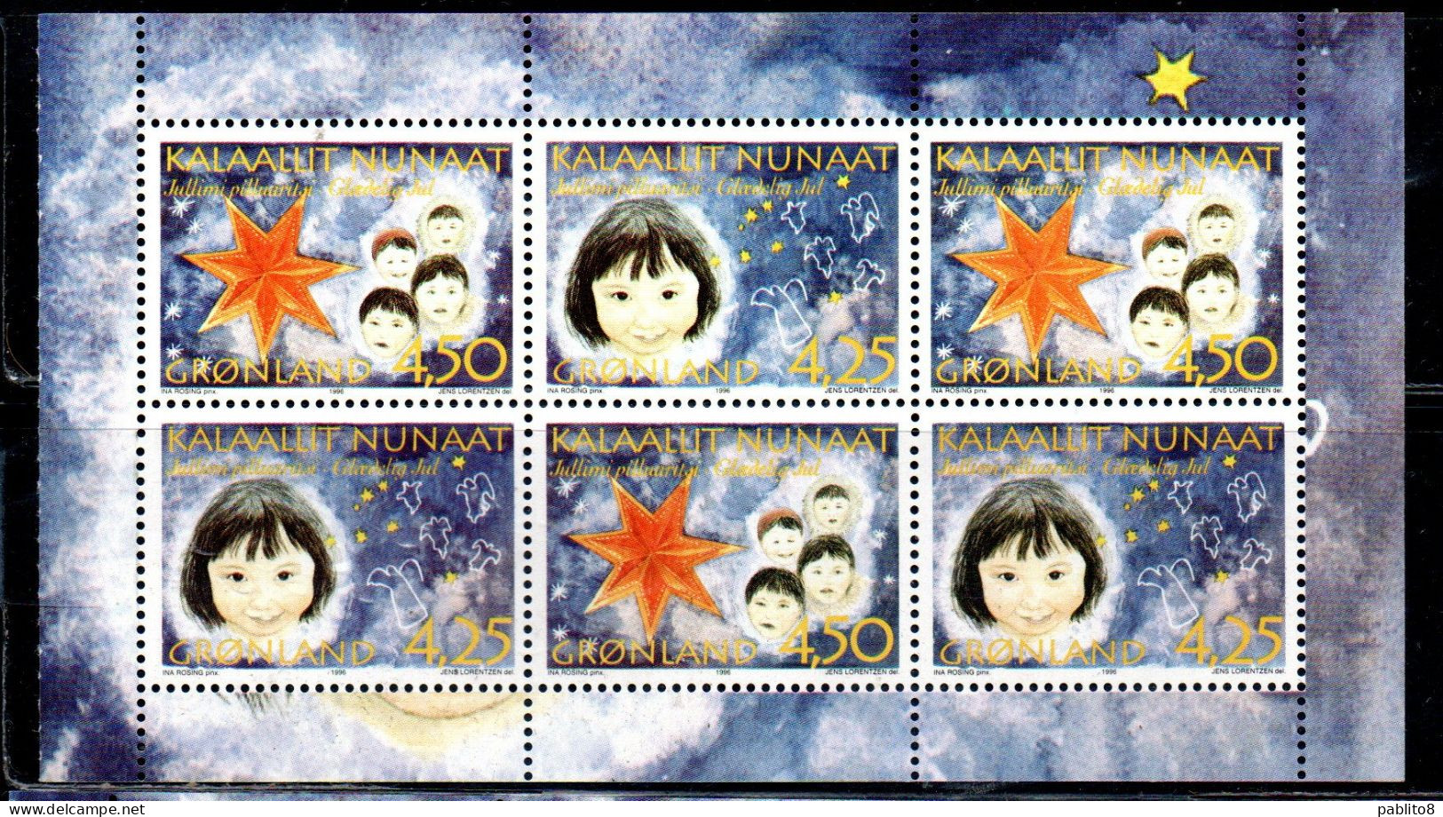 GREENLAND GRONLANDS GROENLANDIA GRØNLAND 1996 CHRISTMAS WEIHNACHTEN NATALE NOEL NAVIDAD BLOCK SHEET MNH - Unused Stamps