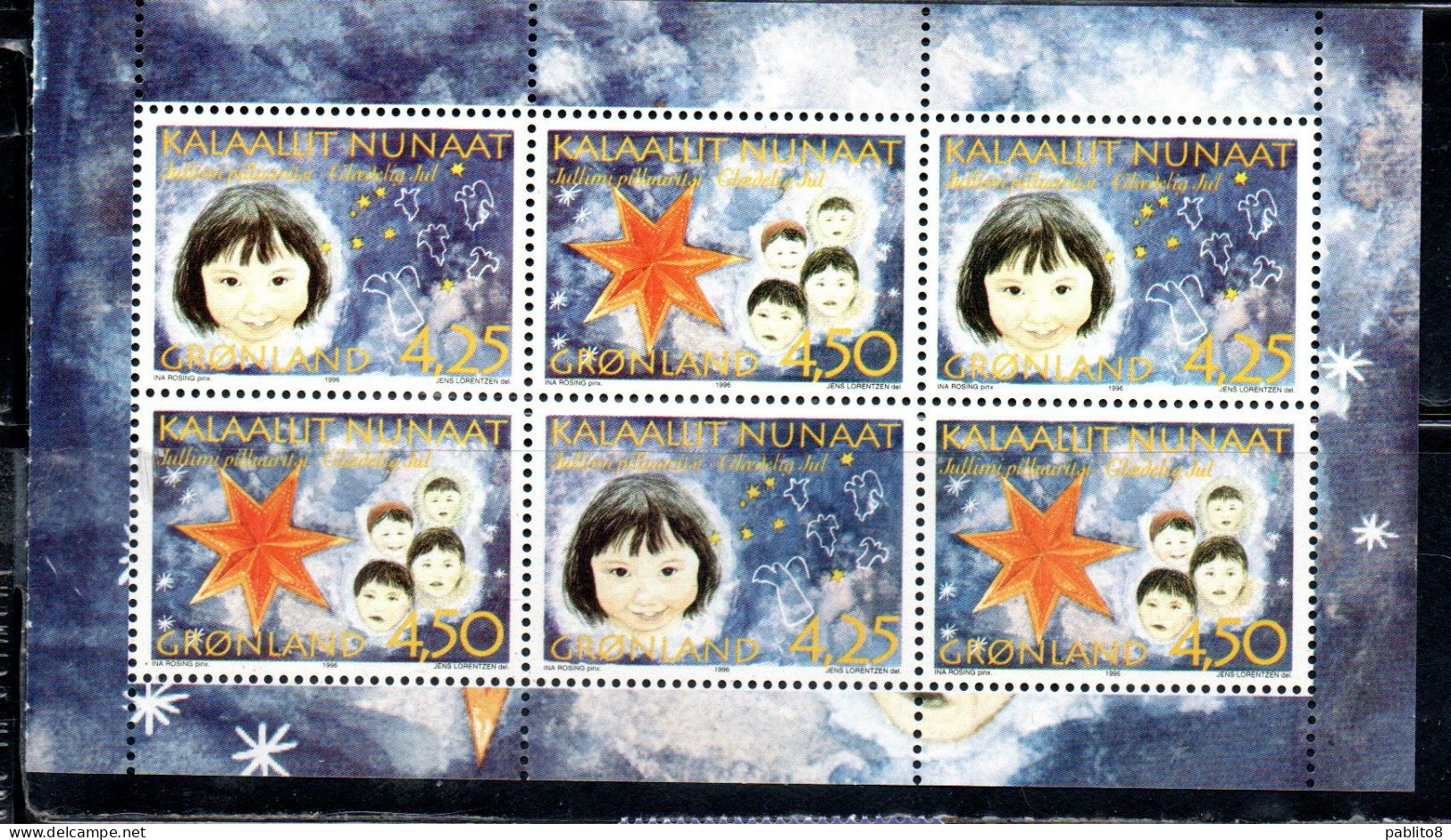 GREENLAND GRONLANDS GROENLANDIA GRØNLAND 1996 CHRISTMAS WEIHNACHTEN NATALE NOEL NAVIDAD BLOCK SHEET MNH - Unused Stamps